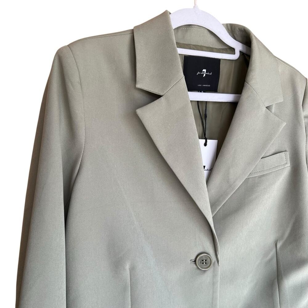 7 for All Mankind Cropped Blazer Sage Green Size Small - Picture 4 of 7